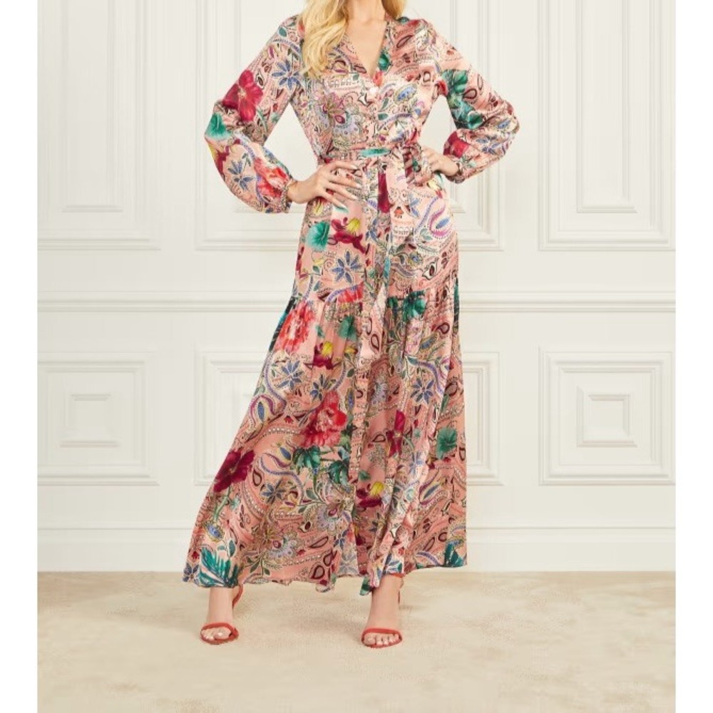 Guess Floral Maxi Dress - Pink and Green - Picture 3 of 13